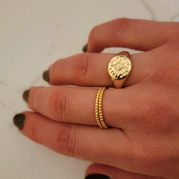 Gold Vermeil Celestial Signet Ring - Picture 2 of 4